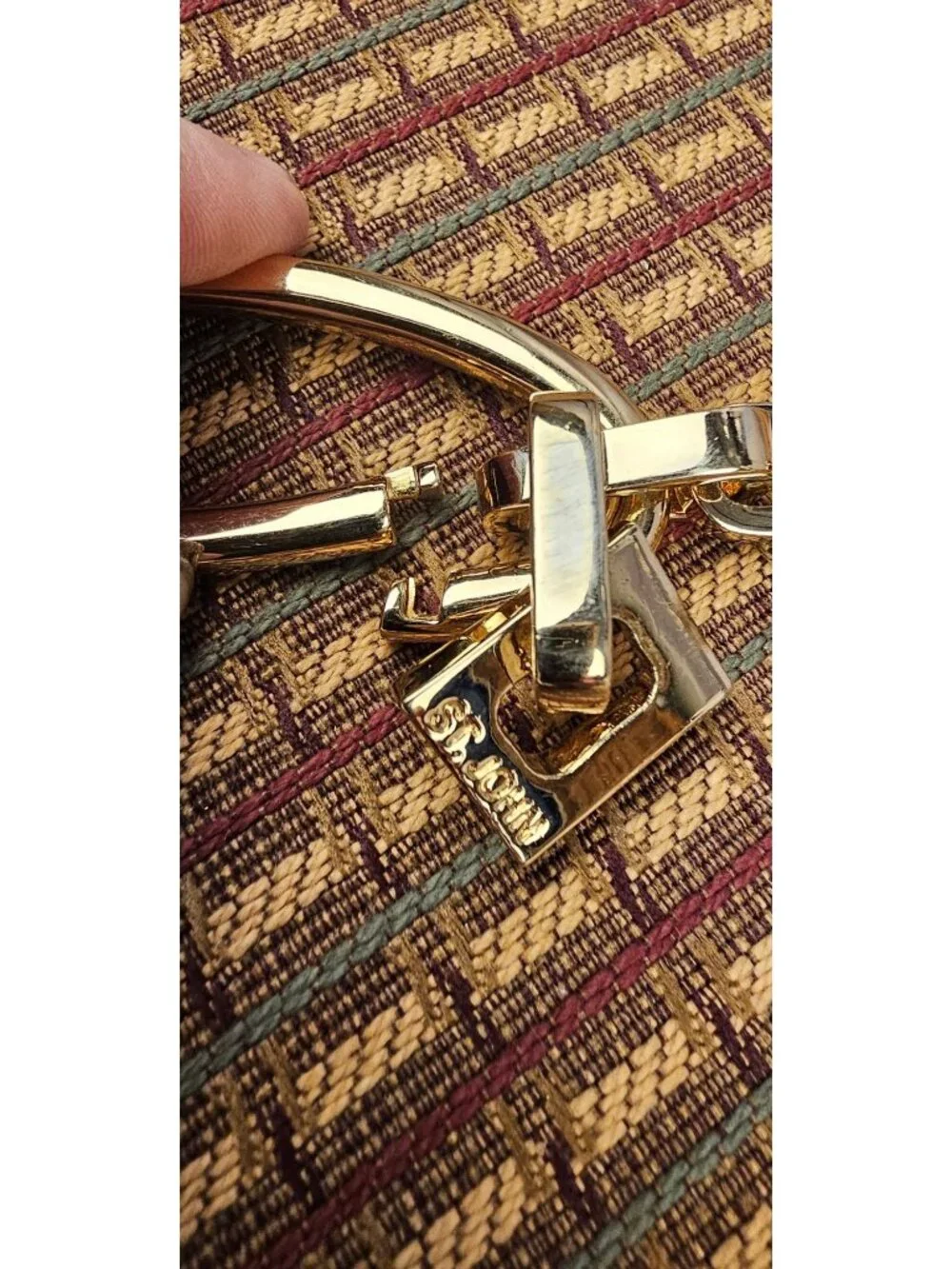 St. John Gold Chain & Navy Leather Belt 35 Inches